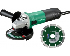 Угловая шлифмашина Hitachi G 13 SR4 + алмазный диск Carat, 125 мм, 730 Вт, 10000 об/мин