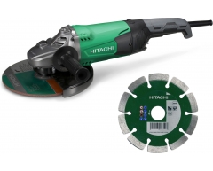 Угловая шлифмашина Hitachi G 18 ST + алмазный диск Carat, 180 мм, 2000 Вт, 8500 об/мин