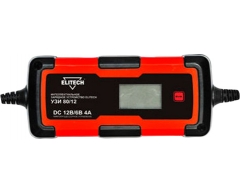 Зарядное устройство Elitech УЗИ 80/12, AGM/GEL/WET Тип аккмуляторов, 220 Напряжение сети, 6/12 Напряжения заряда