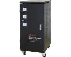 Стабилизатор напряжения электромеханический Ресанта АСН 20000/3-ЭМ, напольный Тип установки, 20 Максимальная мощность, 240-430 Диапазон стабилизации, 380 Выходное напряжение