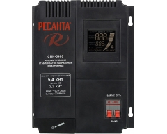 Стабилизатор напряжения электронный Ресанта СПН 5400, настенный Тип установки, 5.4 Максимальная мощность, 90-260 Диапазон стабилизации, 220 Выходное напряжение